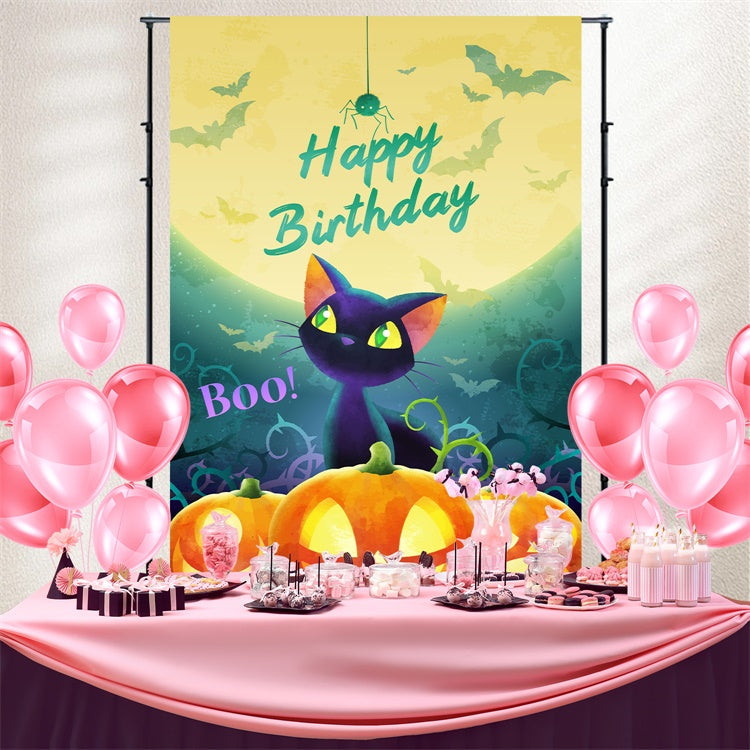 Customized Backdrop For Birthday Black Cat Spooky Backdrop UK BRP3-89