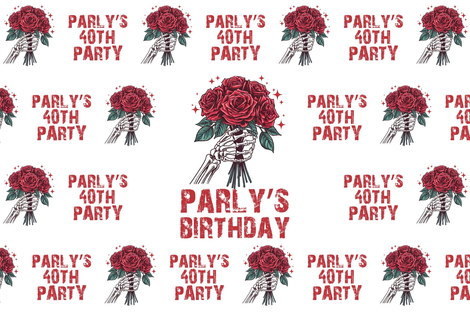 Personalized 40th Birthday Backdrop Gothic Rose Skull Backdrop UK BRP3-93
