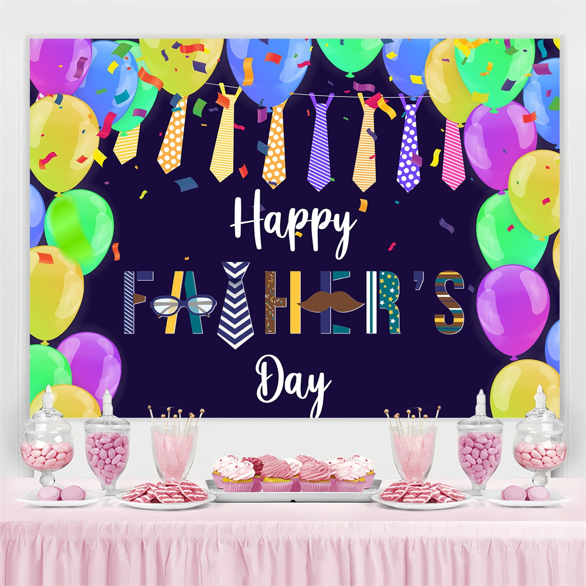 Backdrop For Fathers Day Confetti Colorful Balloon Backdrop UK BRP4-100