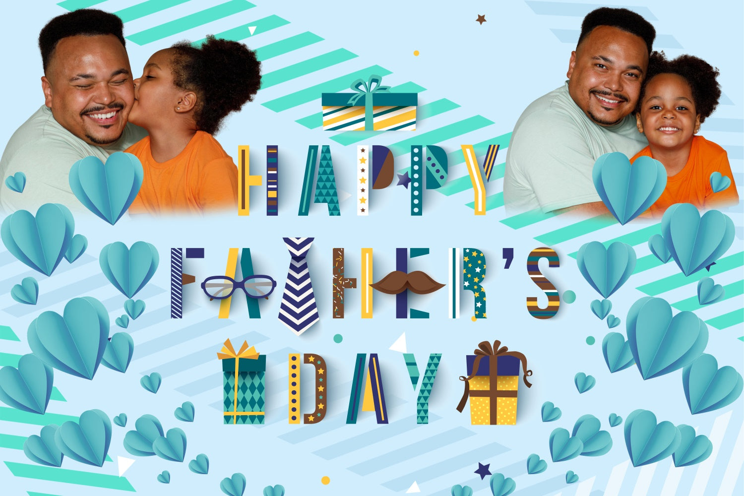 Father's Day Photo Backdrop Playful Paper Hearts Custom Backdrop UK BRP4-101