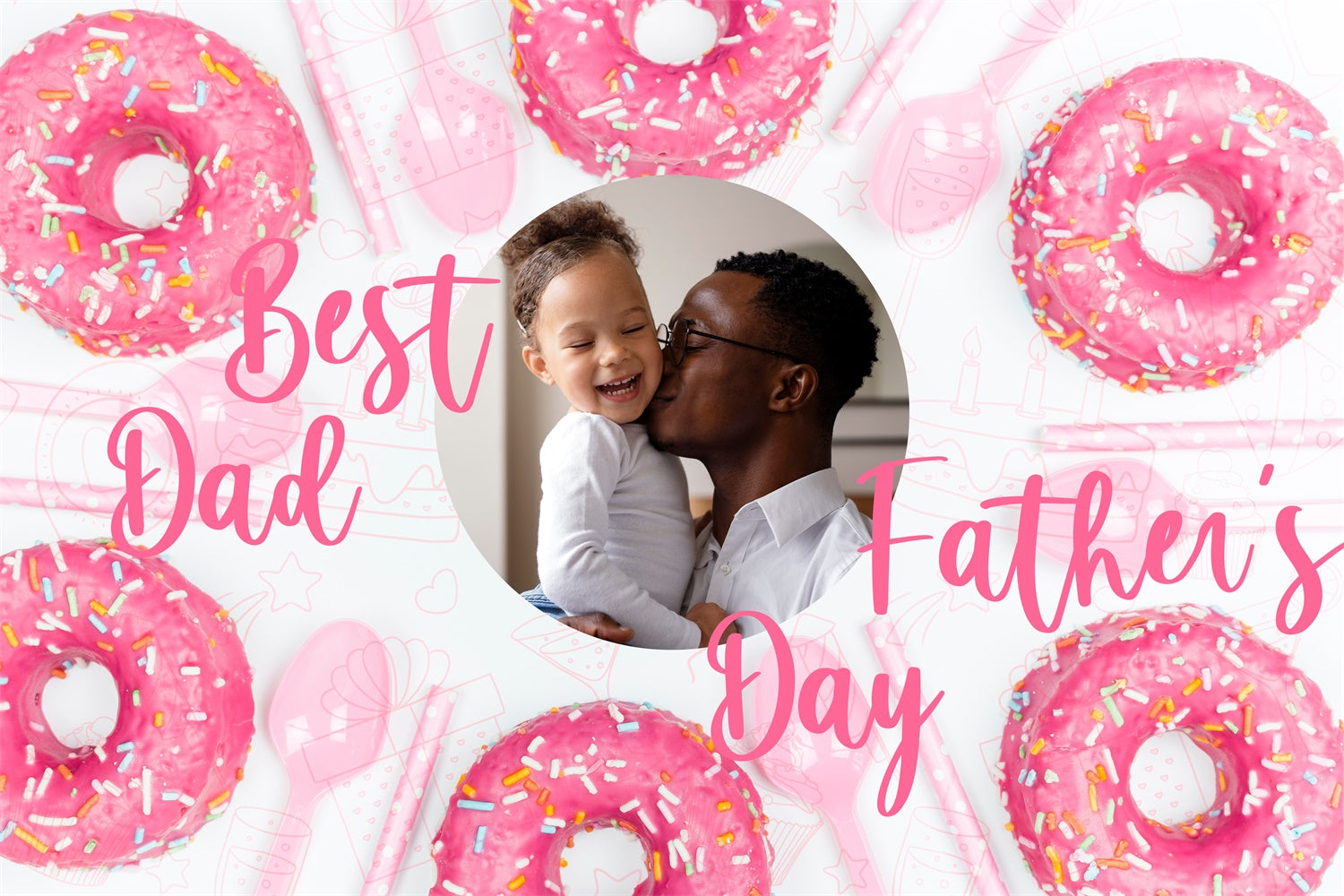 Backdrop Fathers Day Pink Doughnut Delight Customized Backdrop UK BRP4-102