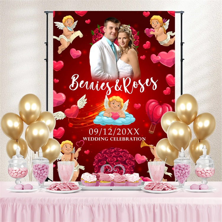 Wedding Photo Backdrops Roses Cupid Hearts Custom Backdrop UK BRP4-110