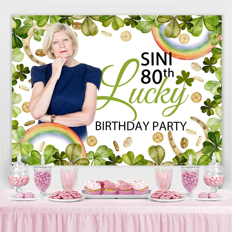 Custom Birthday Party Backdrop Shamrock Gold Coins 80th Backdrop UK BRP4-12