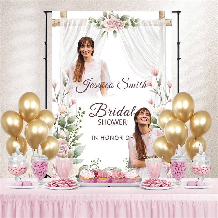 Bridal Backdrop Watercolor Flowers Blush Curtain Custom Backdrop UK BRP4-120