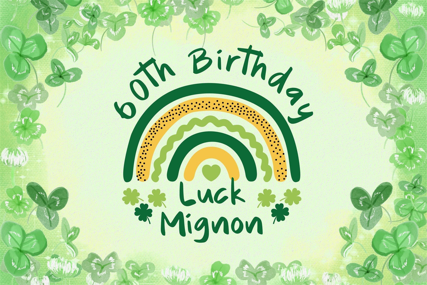 Personalized 60th Birthday Backdrop Cute Clover Rainbow Backdrop UK BRP4-13