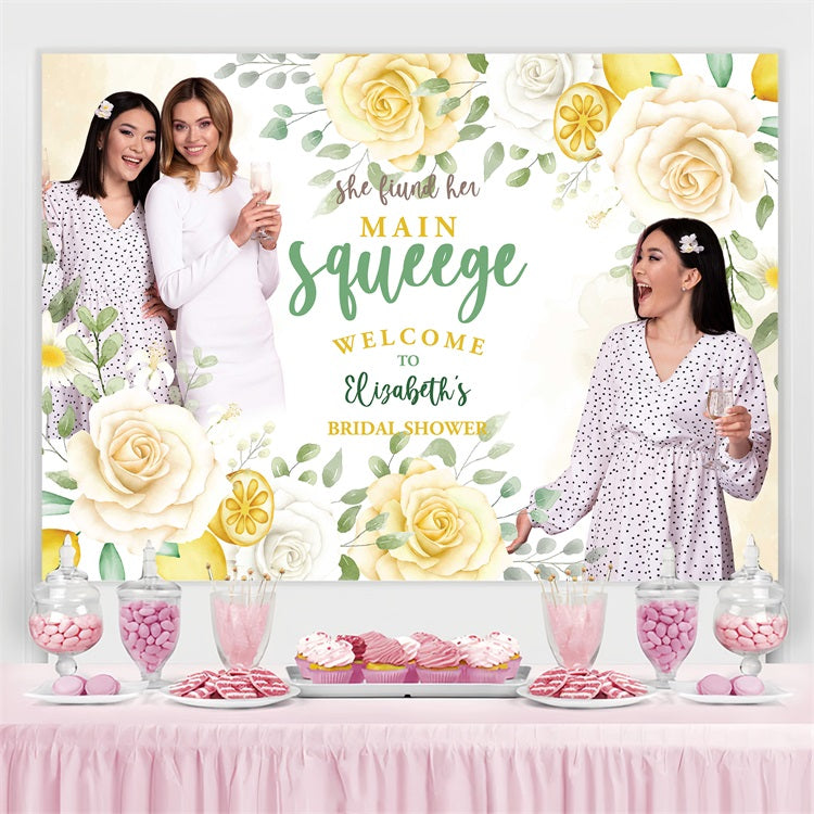 Bridal Shower Backdrops Yellow Lemon Daisy Floral Custom Backdrop UK BRP4-139