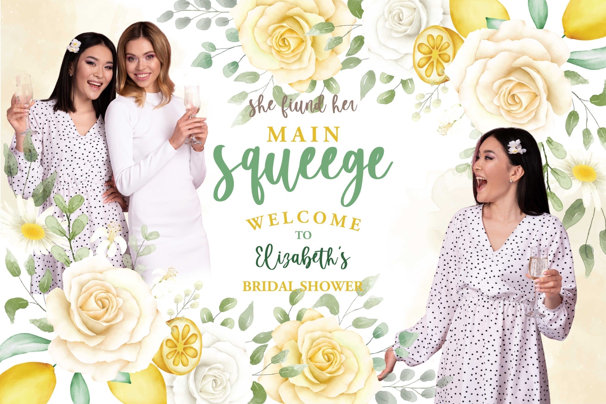 Bridal Shower Backdrops Yellow Lemon Daisy Floral Custom Backdrop UK BRP4-139