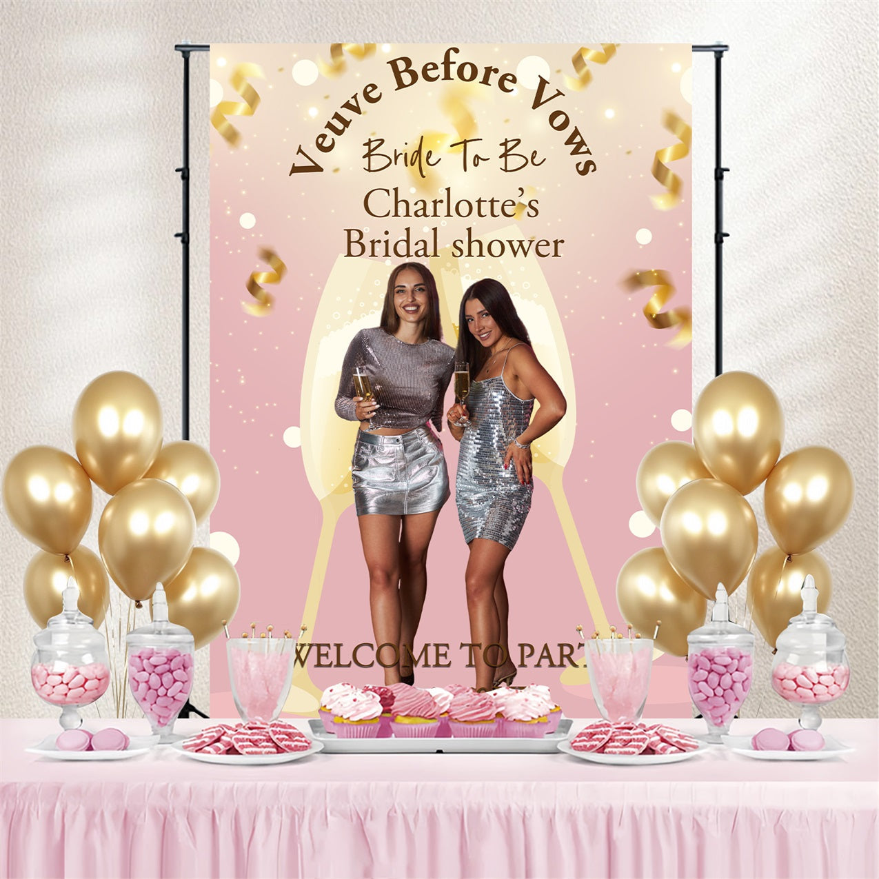 Bridal Shower Backdrop Ideas Champagne Toast Personalised Backdrop UK BRP4-143