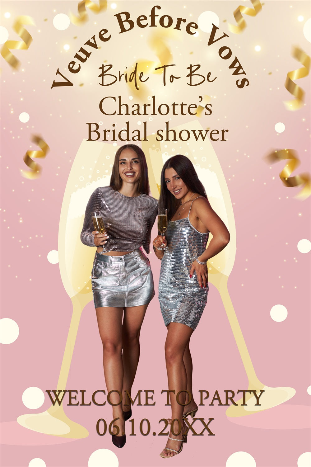 Bridal Shower Backdrop Ideas Champagne Toast Personalised Backdrop UK BRP4-143