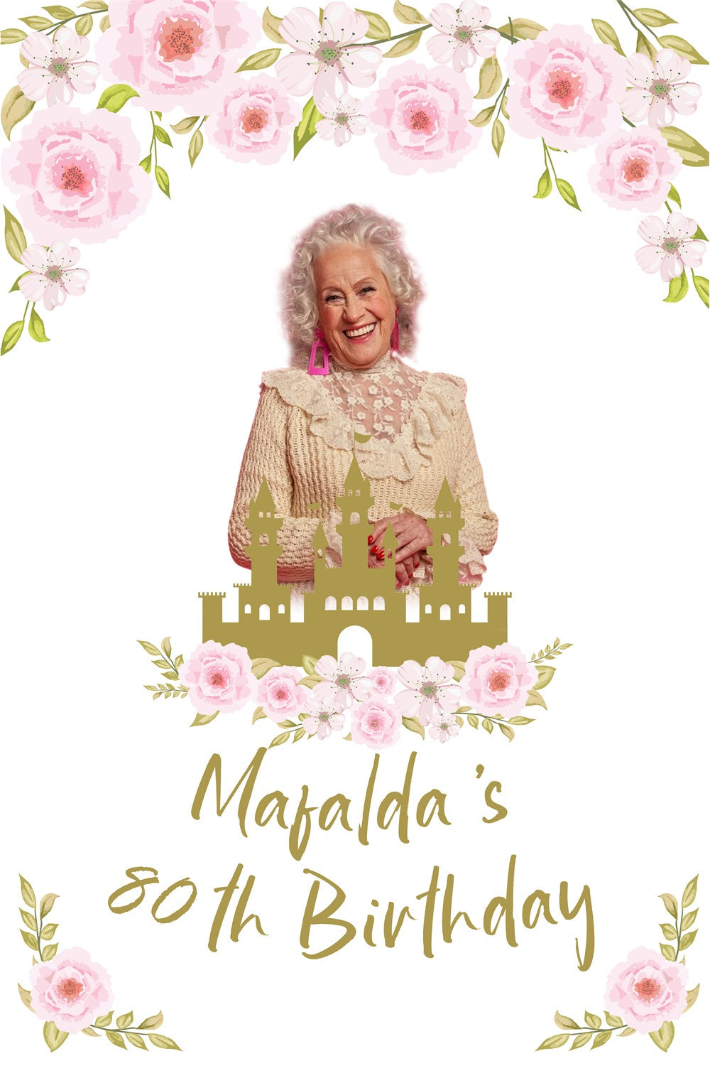 Custom Backdrop For Birthday Party Castle Bloom 80th Backdrop UK BRP4-15