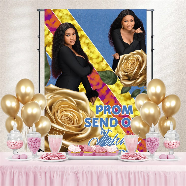 Prom Backdrop Ideas Gold Rose Glam Graduation Party Backdrop UK BRP4-153