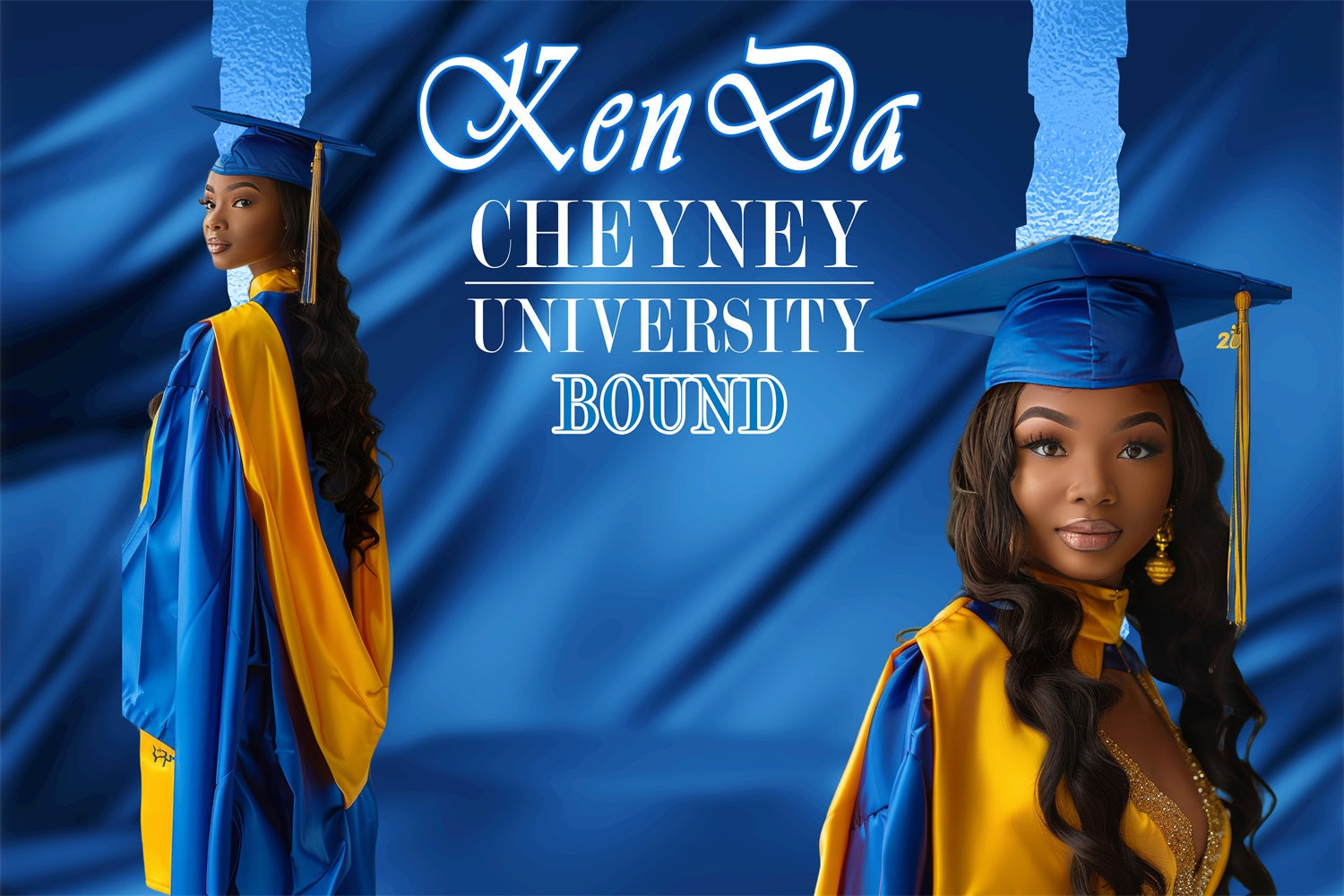 Personalized Graduation Backdrop Satin Blue Graduation Party Backdrop UK BRP4-163