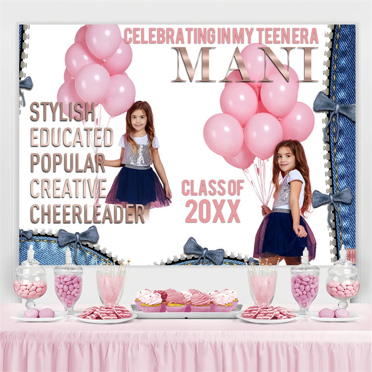 Custom Graduation Backdrop Pretty Pink Balloons Graduation Party Backdrop UK BRP4-165