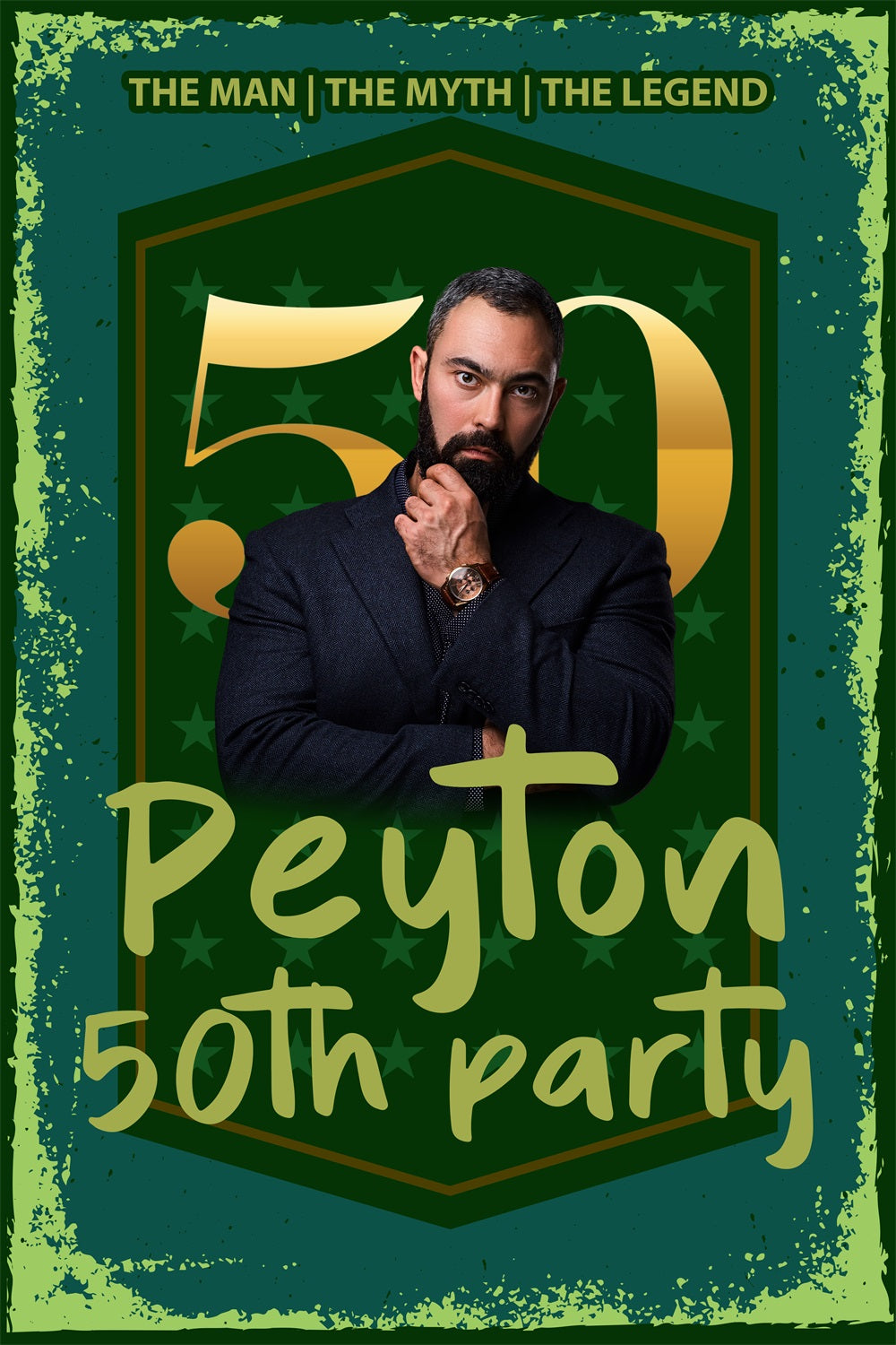 Personalized 50th Birthday Backdrop Green Shield Party Backdrop UK BRP4-17