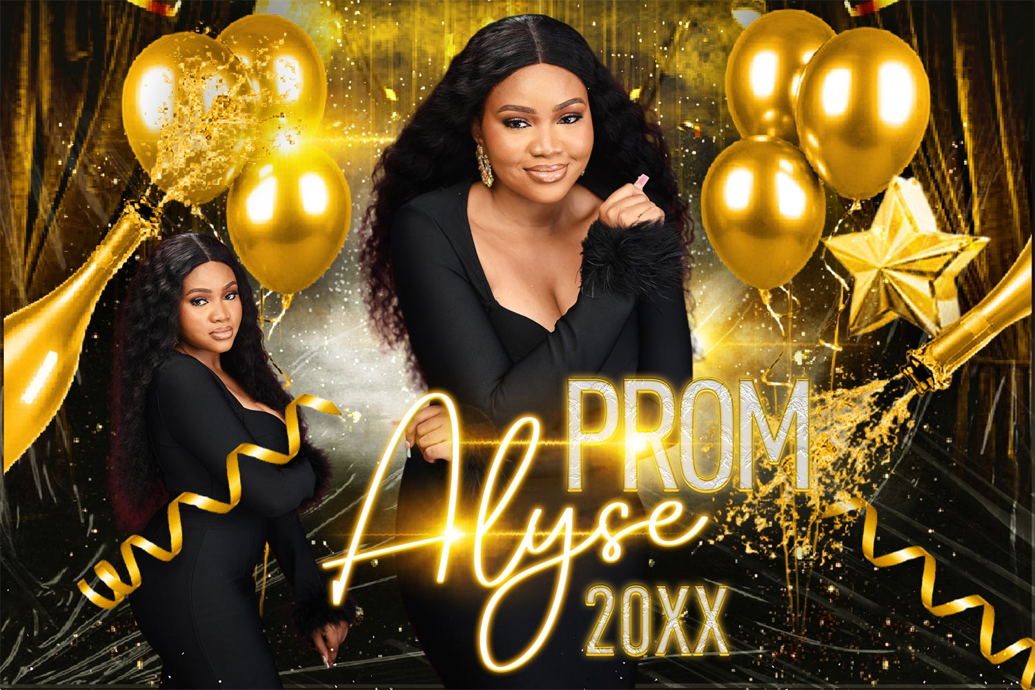 Prom Backdrop Glam Balloon Champagne Graduation Party Backdrop UK BRP4-173