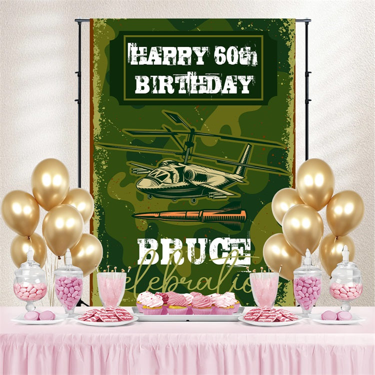 Personalized Birthday Backdrops Camo Combat 60th Party Backdrop UK BRP4-18