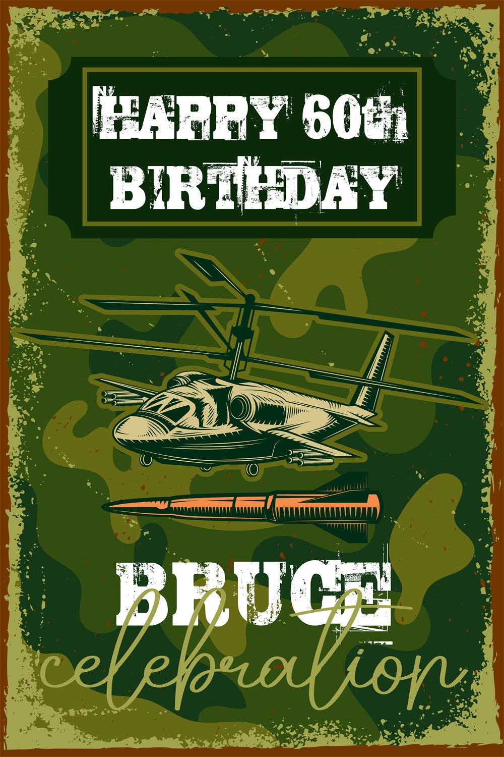 Personalized Birthday Backdrops Camo Combat 60th Party Backdrop UK BRP4-18