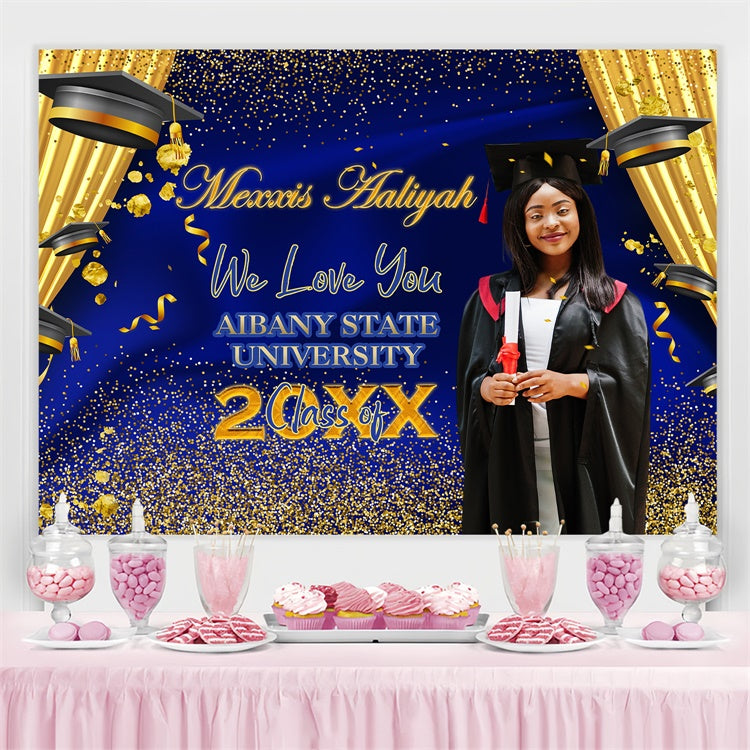 Custom Graduation Backdrops Royal Blue Curtain Graduation Party Backdrop UK BRP4-181