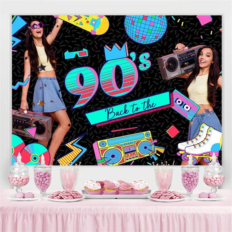 Backdrops For Dances Bright Neon 90s Vibes Customized Backdrop UK BRP4-188