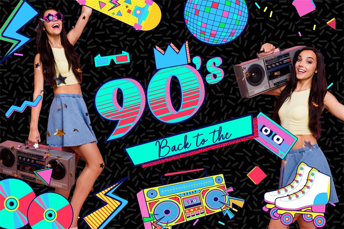 Backdrops For Dances Bright Neon 90s Vibes Customized Backdrop UK BRP4-188