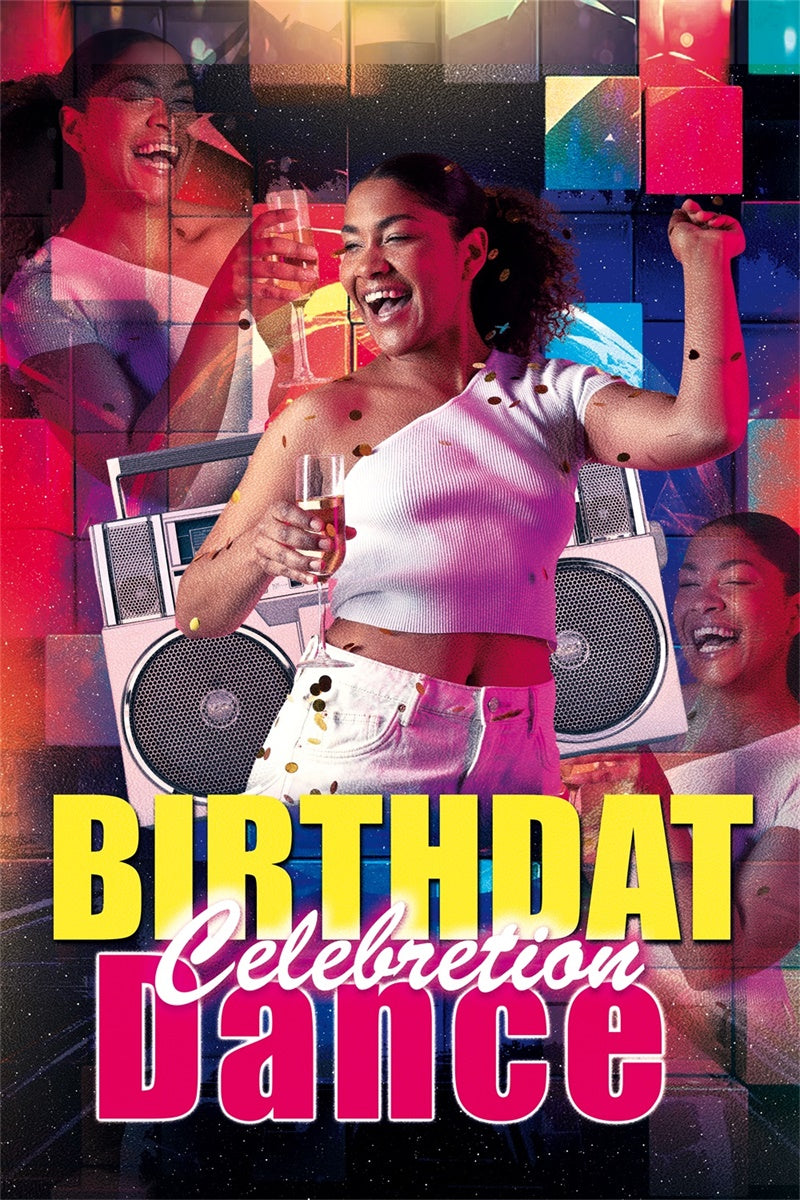 Dance Backdrop Retro Music Birthday Celebration Custom Backdrop UK BRP4-189