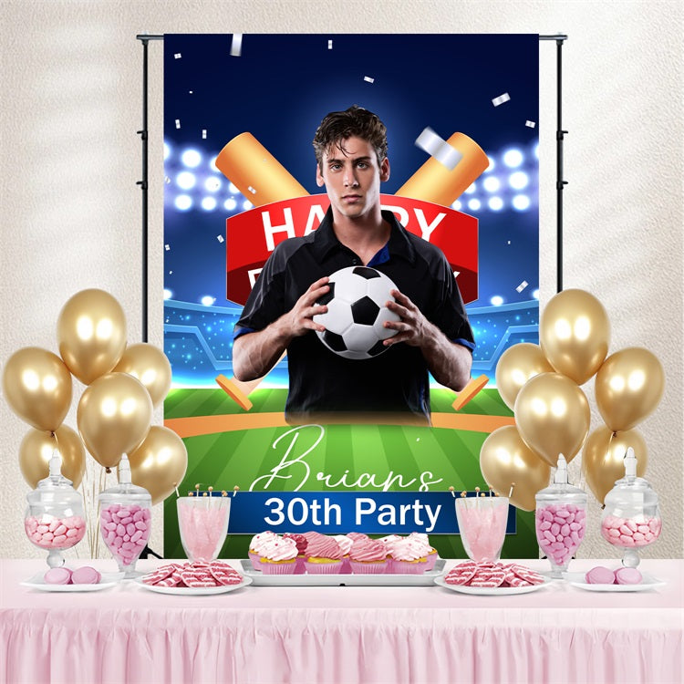 Custom Birthday Backdrops 30th Soccer Stadium Lights Backdrop UK BRP4-19