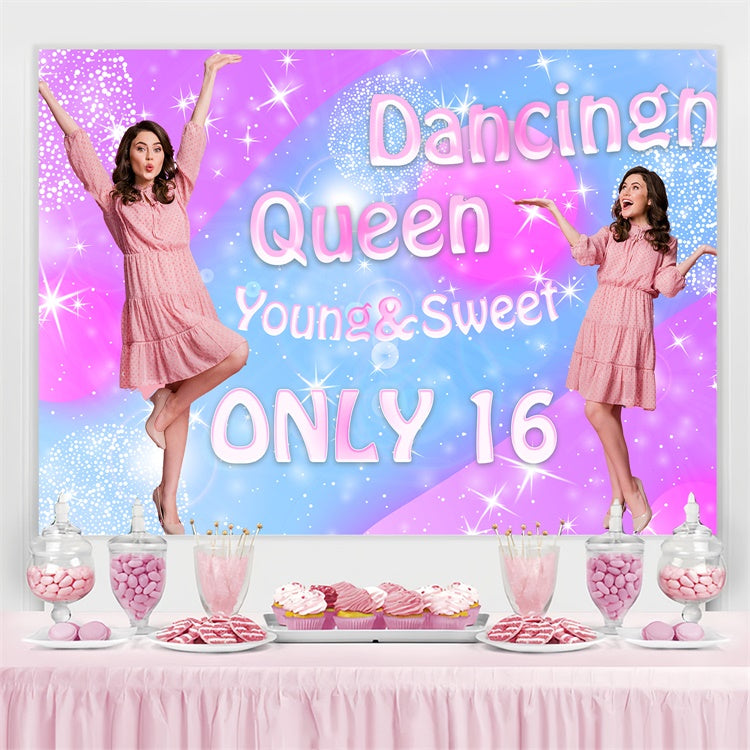 Dance Photo Backdrop Sparkling Pink Blue Glow Customized Backdrop UK BRP4-190