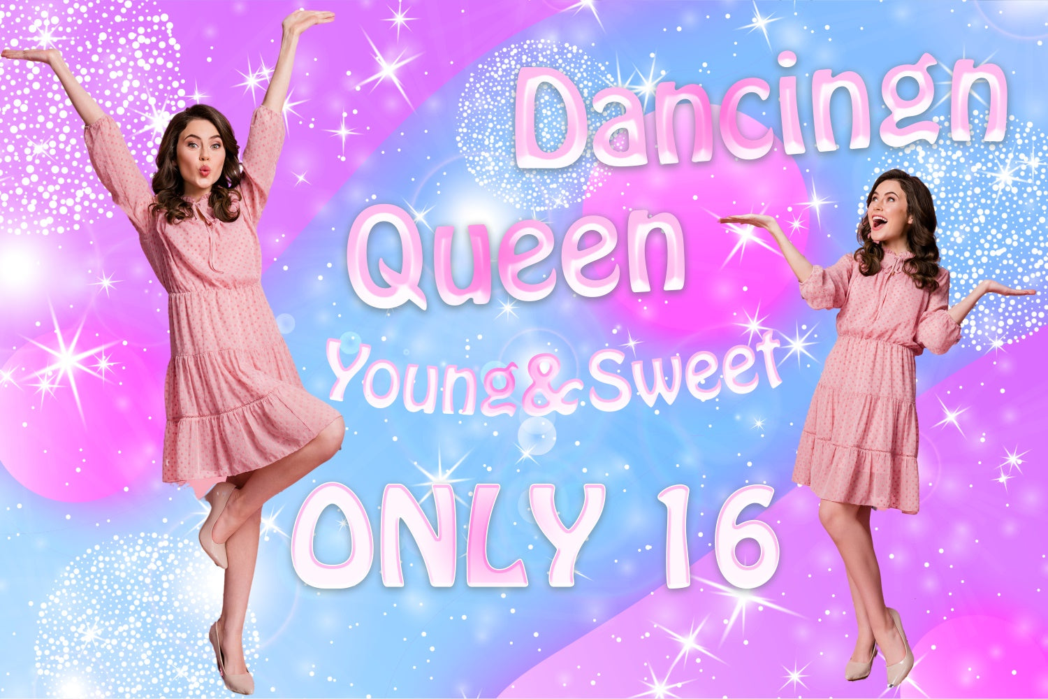 Dance Photo Backdrop Sparkling Pink Blue Glow Customized Backdrop UK BRP4-190