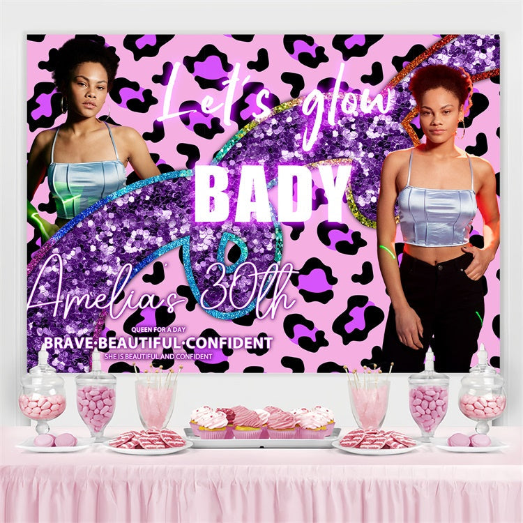 Backdrop For Dance Pink Leopard Glow 30th Personalized Backdrop UK BRP4-193