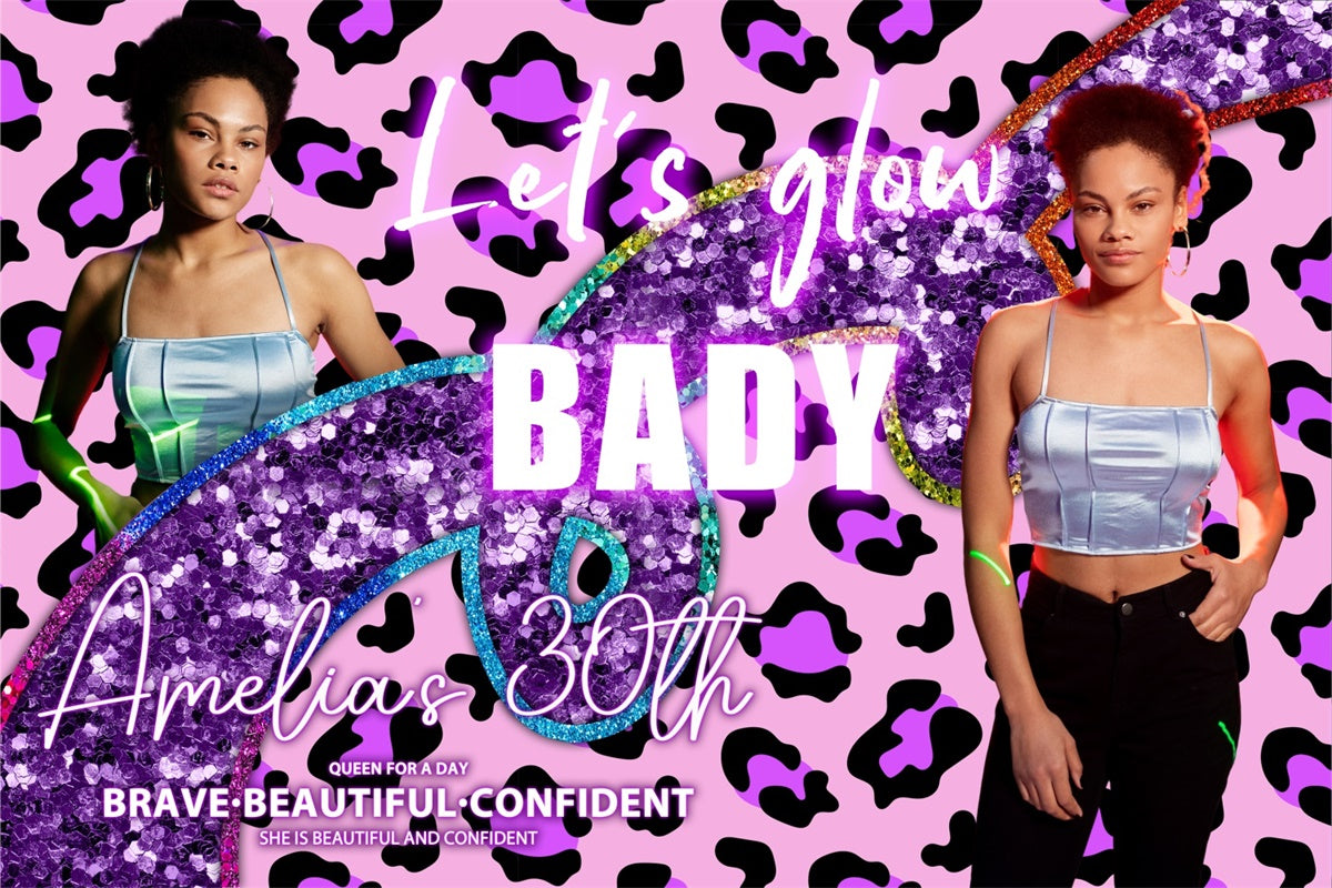 Backdrop For Dance Pink Leopard Glow 30th Personalized Backdrop UK BRP4-193