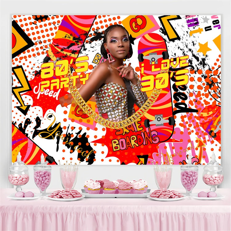 Dance Party Backdrops Retro Graffiti 80s Custom Backdrop UK BRP4-197