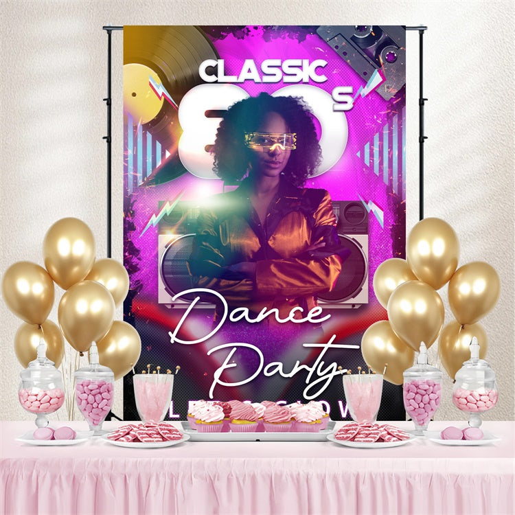 Dance Backdrop Ideas Retro Cassette Neon Customized Backdrop UK BRP4-198