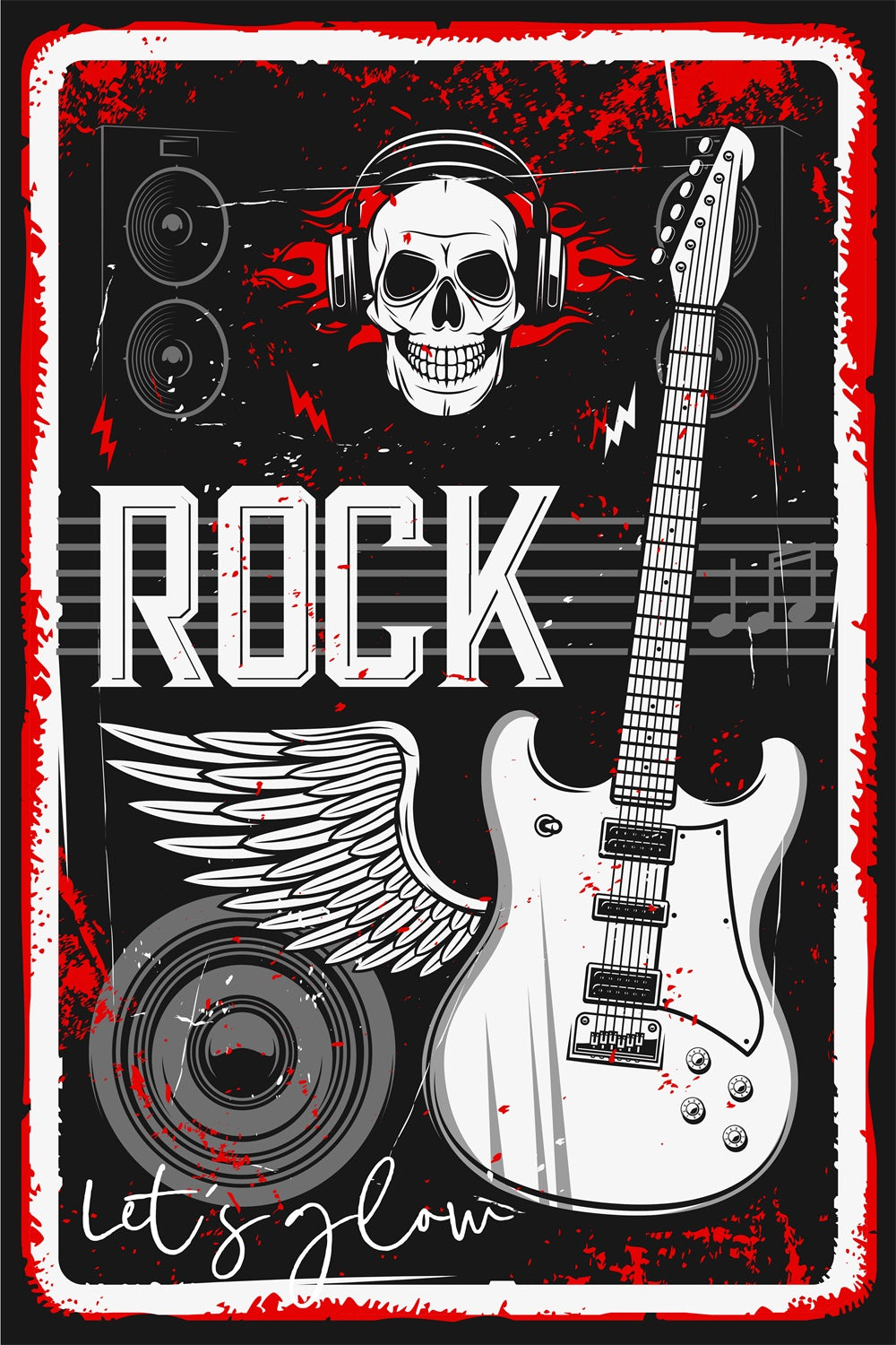 Dance Party Backdrops Rock Vibes Electric Guitar Custom Backdrop UK BRP4-202