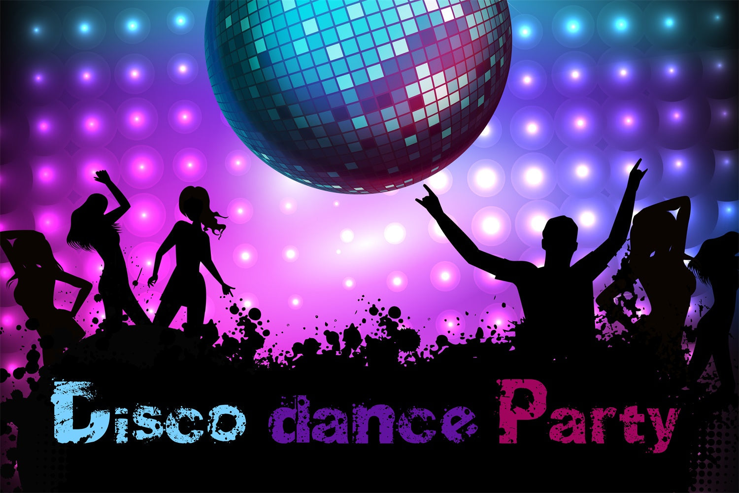 Dance Party Backdrops Mirror Ball Neon Club Customized Backdrop UK BRP4-217