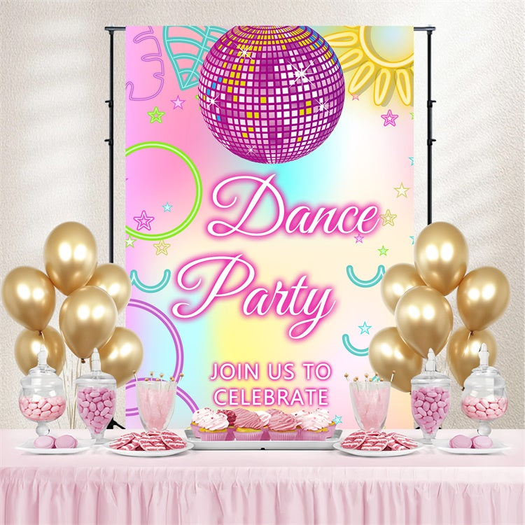 Dance Backdrop Pink Mirror Ball Celebration Customized Backdrop UK BRP4-219