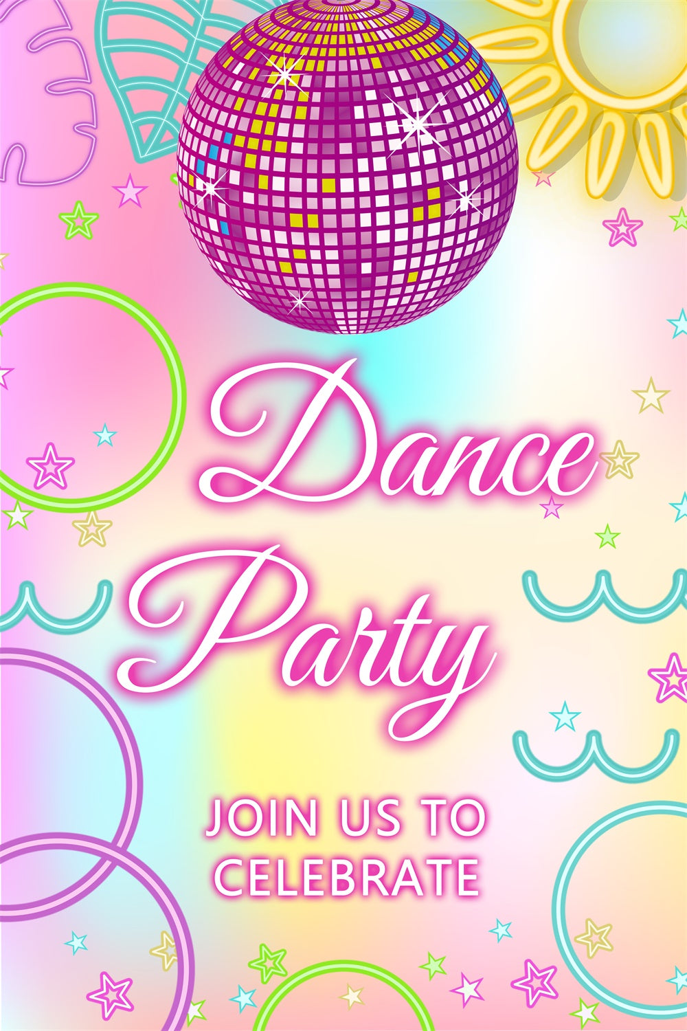 Dance Backdrop Pink Mirror Ball Celebration Customized Backdrop UK BRP4-219