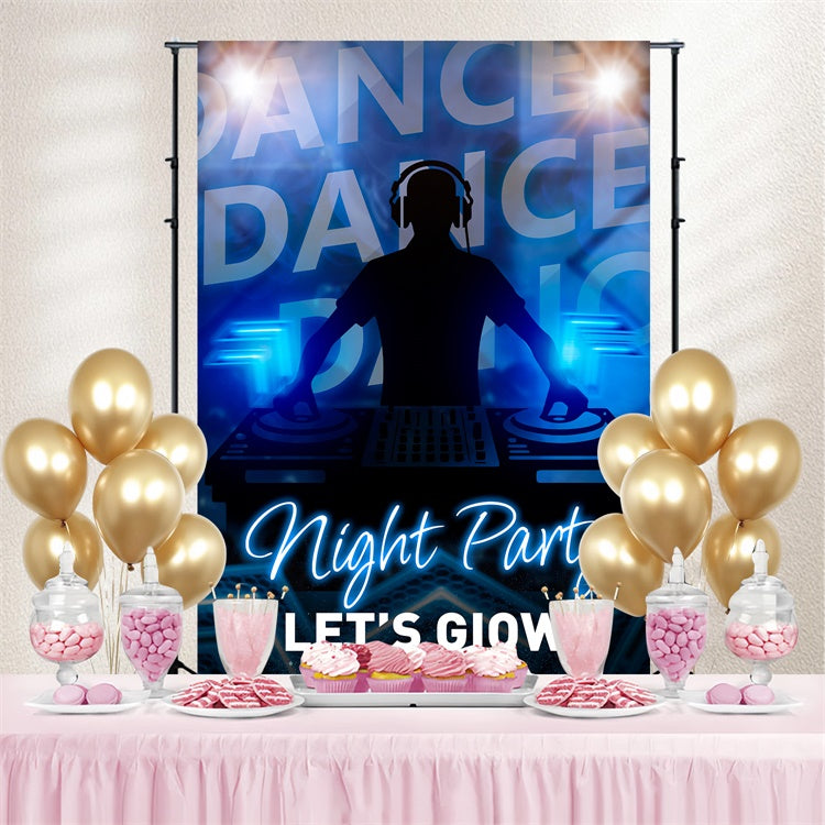 Backdrop For Dance Blue Glow Dance Vibes Personalized Backdrop UK BRP4-224
