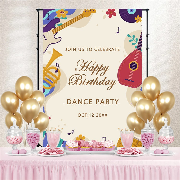 Dance Backdrop Cartoon Music Theme Birthday Custom Backdrop UK BRP4-225