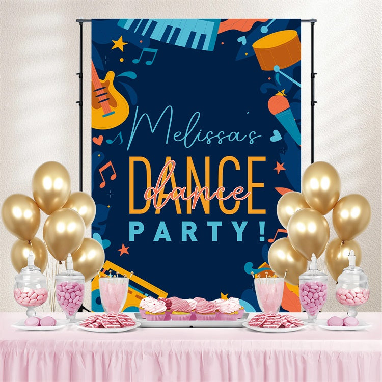 Backdrop For Dance Cartoon Guitar Drum Personalized Backdrop UK BRP4-226