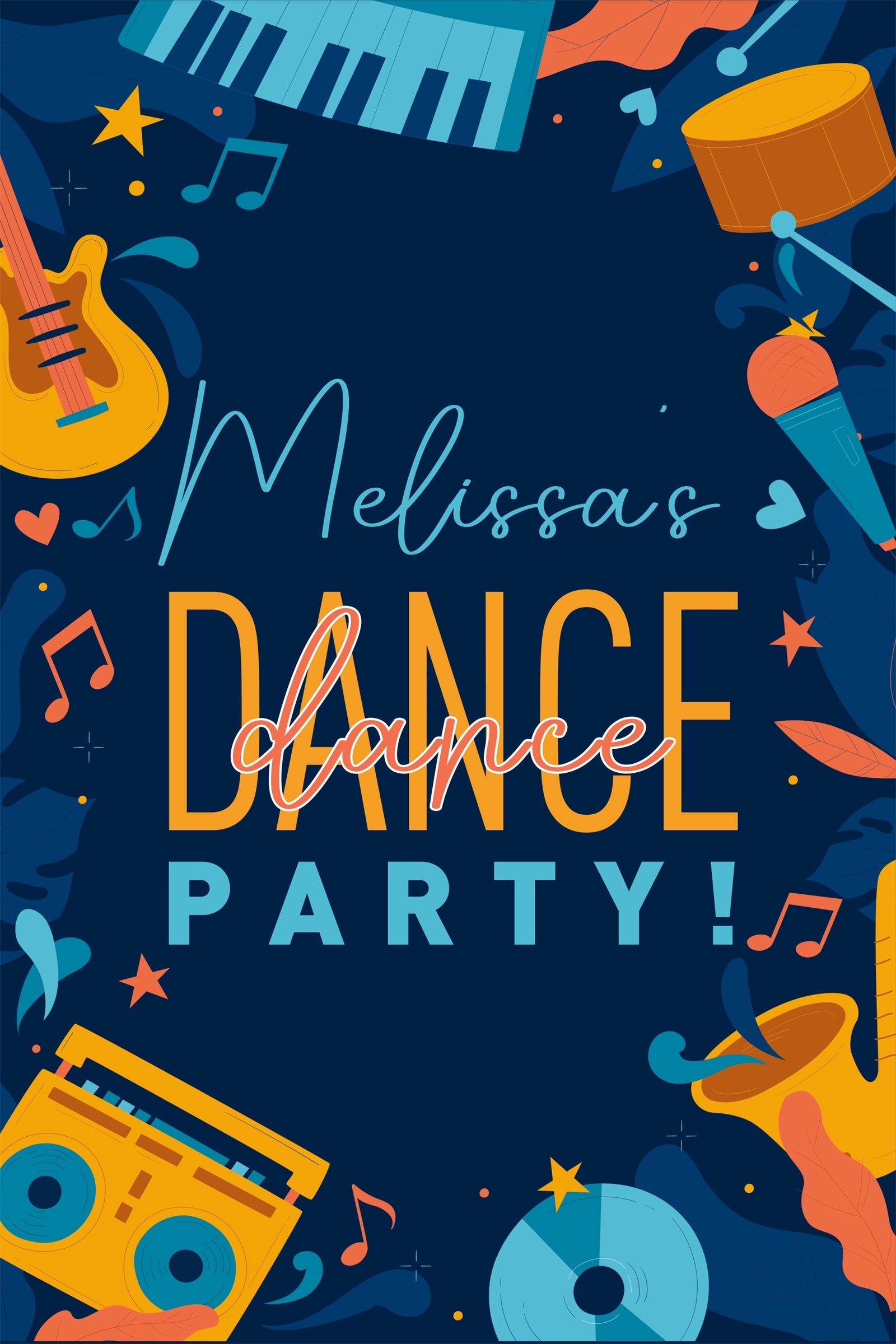 Backdrop For Dance Cartoon Guitar Drum Personalized Backdrop UK BRP4-226