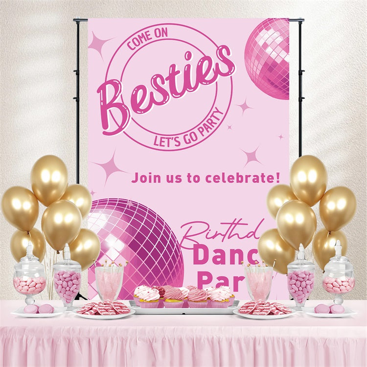 Dance Party Backdrops Sparkling Disco Ball Pink Custom Backdrop UK BRP4-227