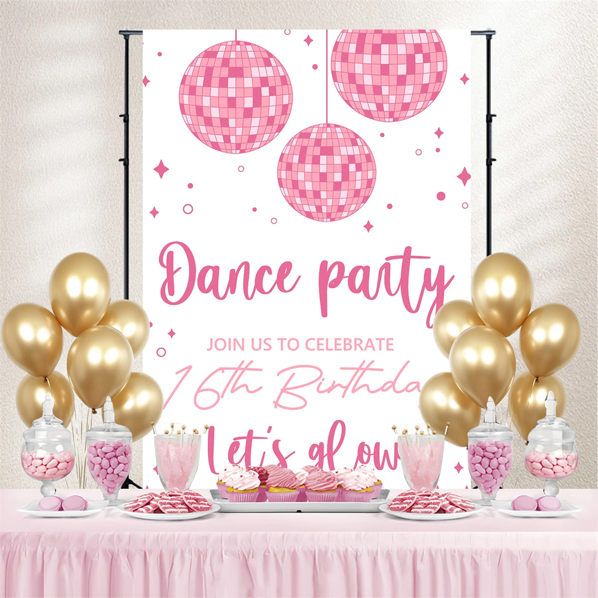 Dance Backdrop Ideas Soft Pink Birthday Theme Custom Backdrop UK BRP4-228