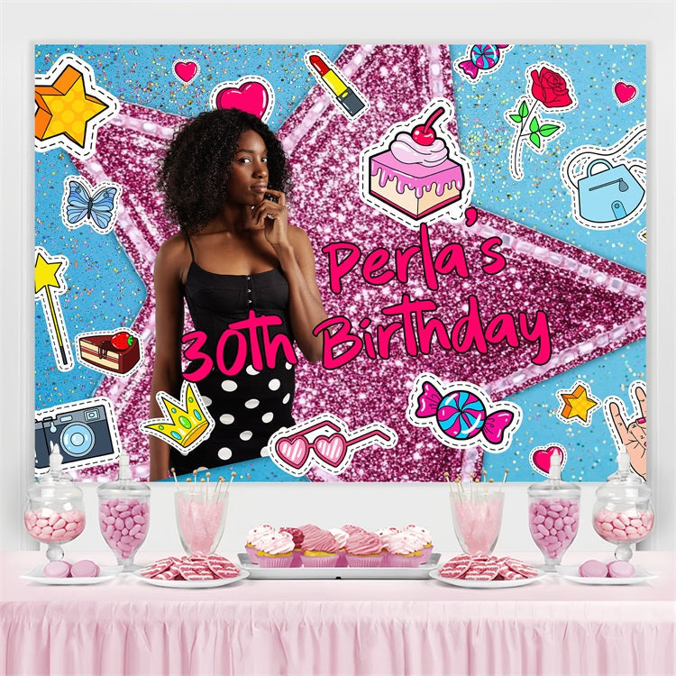 Custom Made Birthday Backdrops Glitter Star Cartoon Backdrop UK BRP4-25