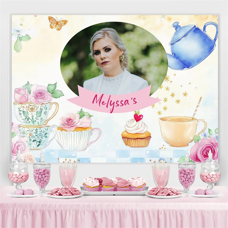 Custom Birthday Party Backdrop Cupcake Floral Backdrop UK BRP4-28