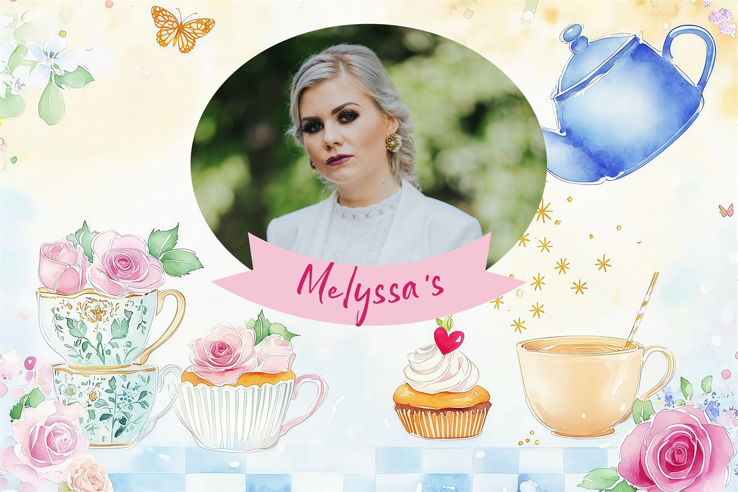 Custom Birthday Party Backdrop Cupcake Floral Backdrop UK BRP4-28