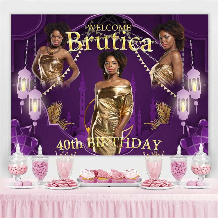 Personalized 40th Birthday Backdrop Mosque Lantern Backdrop UK BRP4-31