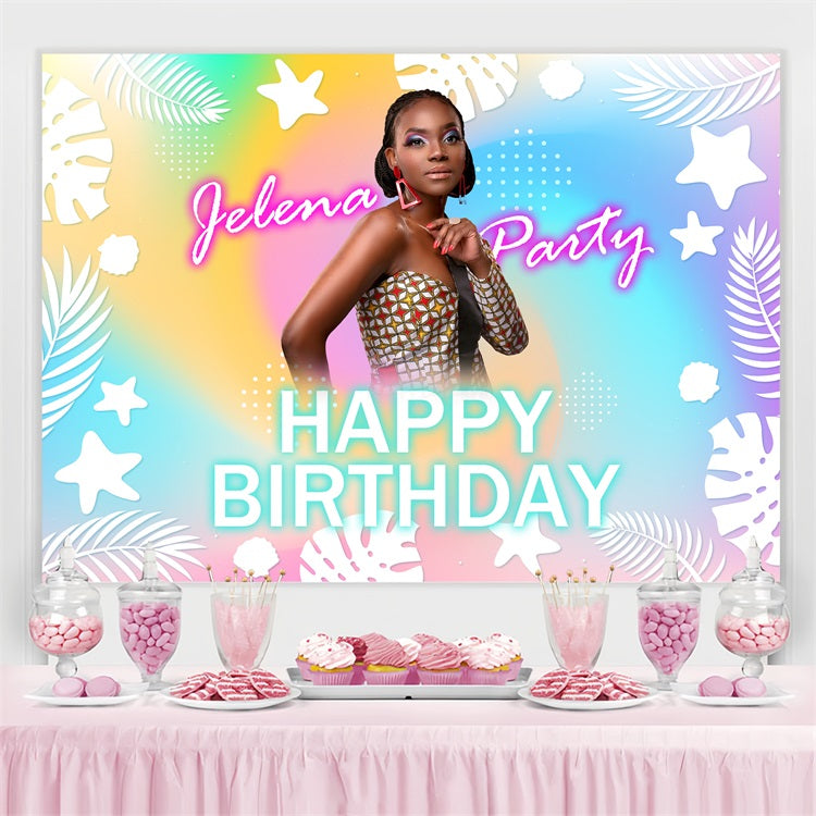 Personalized Backdrops Birthday Tropical Pastel Lights Backdrop UK BRP4-33