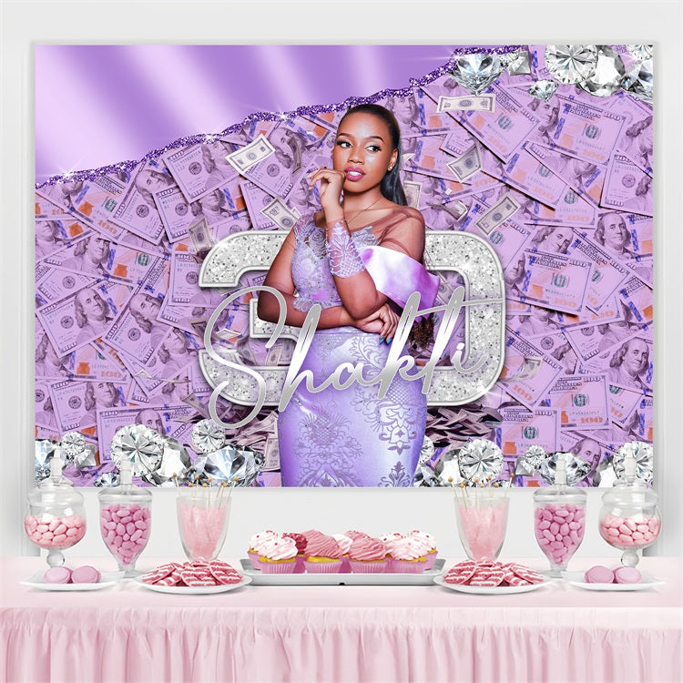 Personalized Happy Birthday Backdrop 20th Diamonds Cash Backdrop UK BRP4-36
