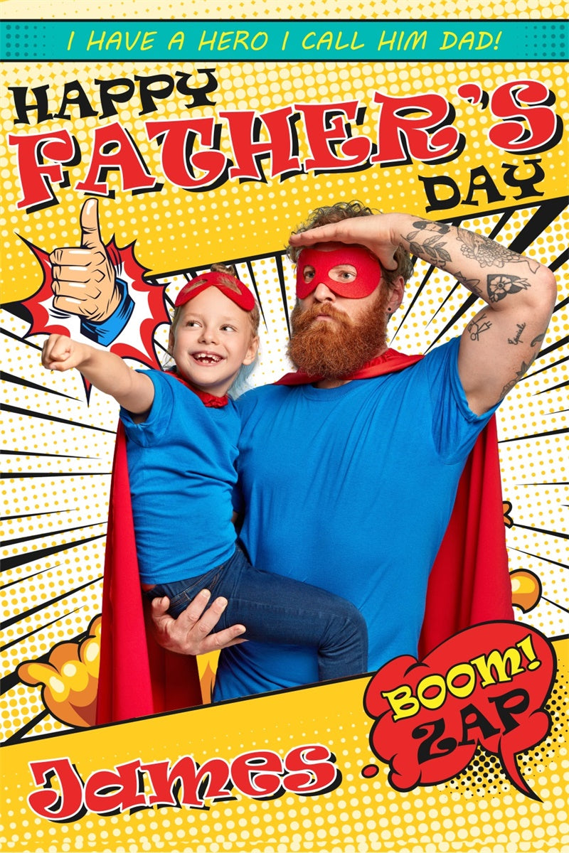 Fathers Day Backdrop Ideas Colorful Comic Style Custom Backdrop UK BRP4-65