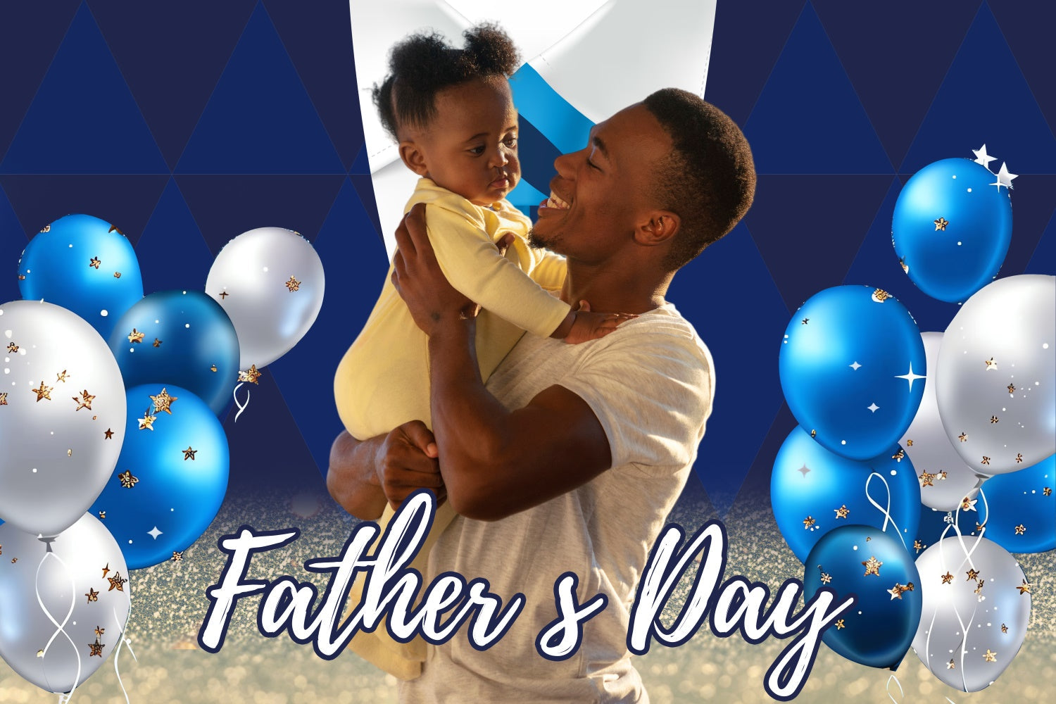 Father's Day Backdrop Sparkling Balloons Elegant Custom Backdrop UK BRP4-67